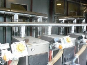 Biomass heating boilers running on wood pellets